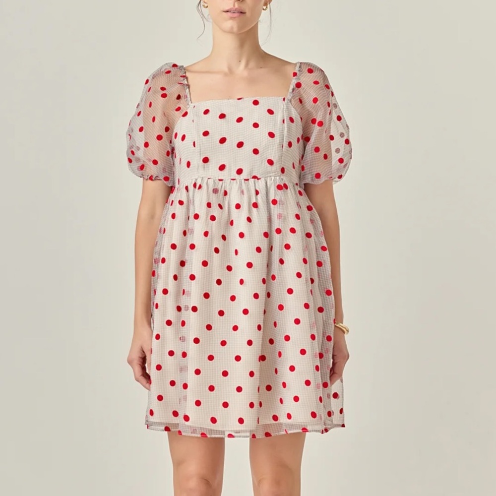 English Factory Polka‎ Dot Poofy Organza Mini Dress